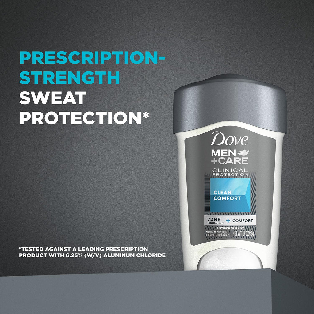 Dove Men+Care Deodorant 96H Clinical Protection Antiperspirant, Clean Comfort – 6-Pack