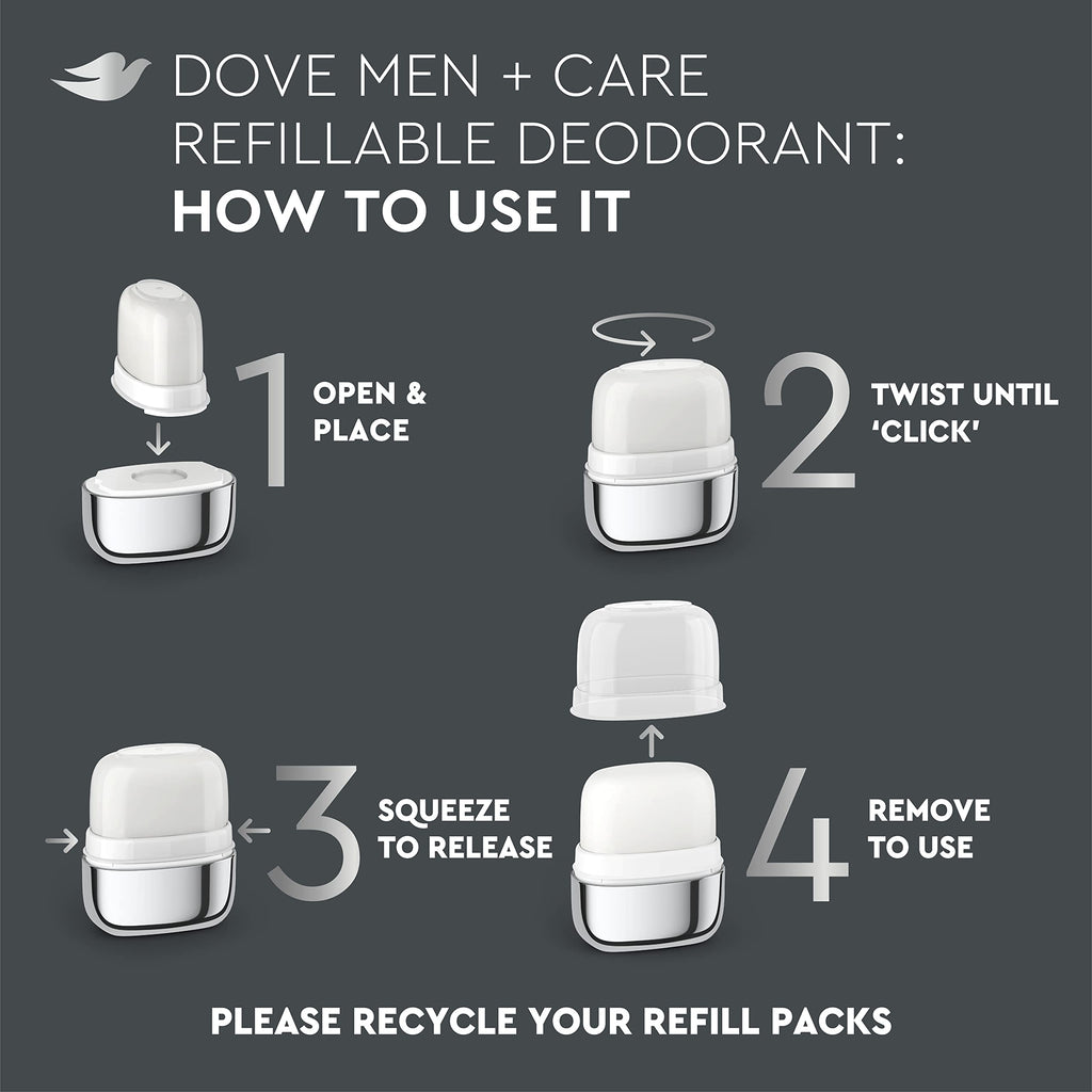 Dove Men+Care Ultimate Refillable Deodorant Kit – Aluminum-Free, 0% Aluminum, 1.13 oz