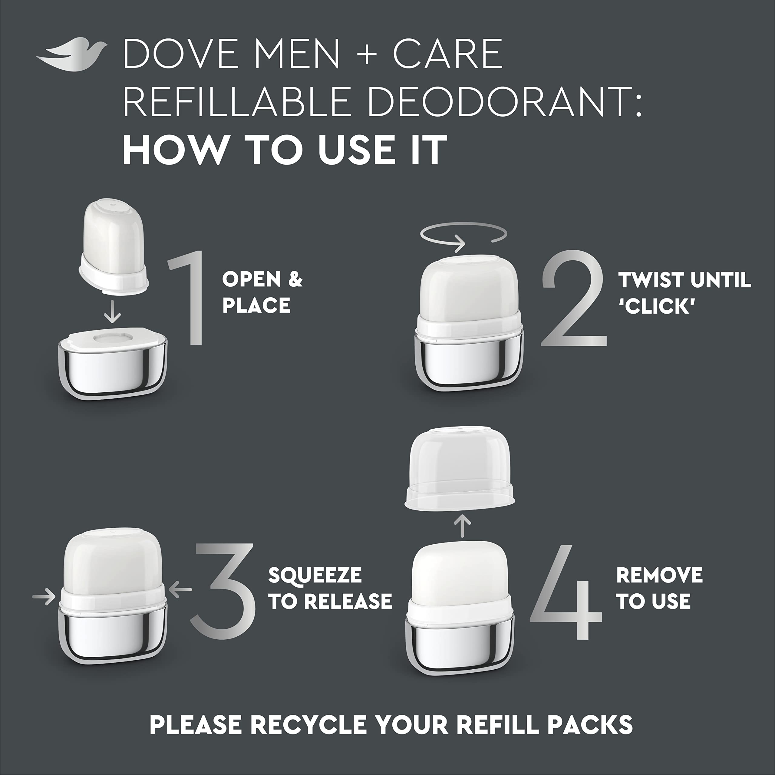 Dove Men+Care Ultimate Refillable Deodorant Kit – Aluminum-Free, 0% Aluminum, 1.13 oz