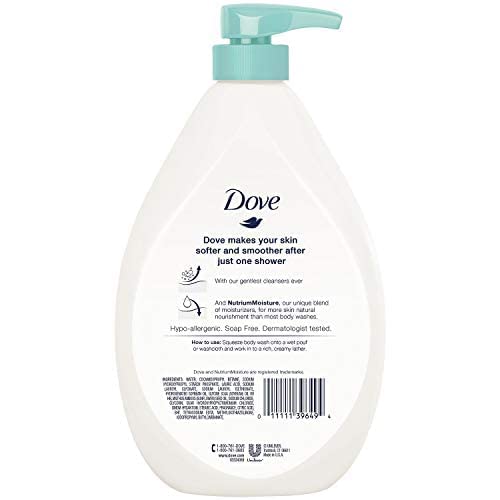 Dove Sensitive Skin Body Wash Pump – NutriumMoisture, Soap-Free, 34 fl oz (2 Pack)
