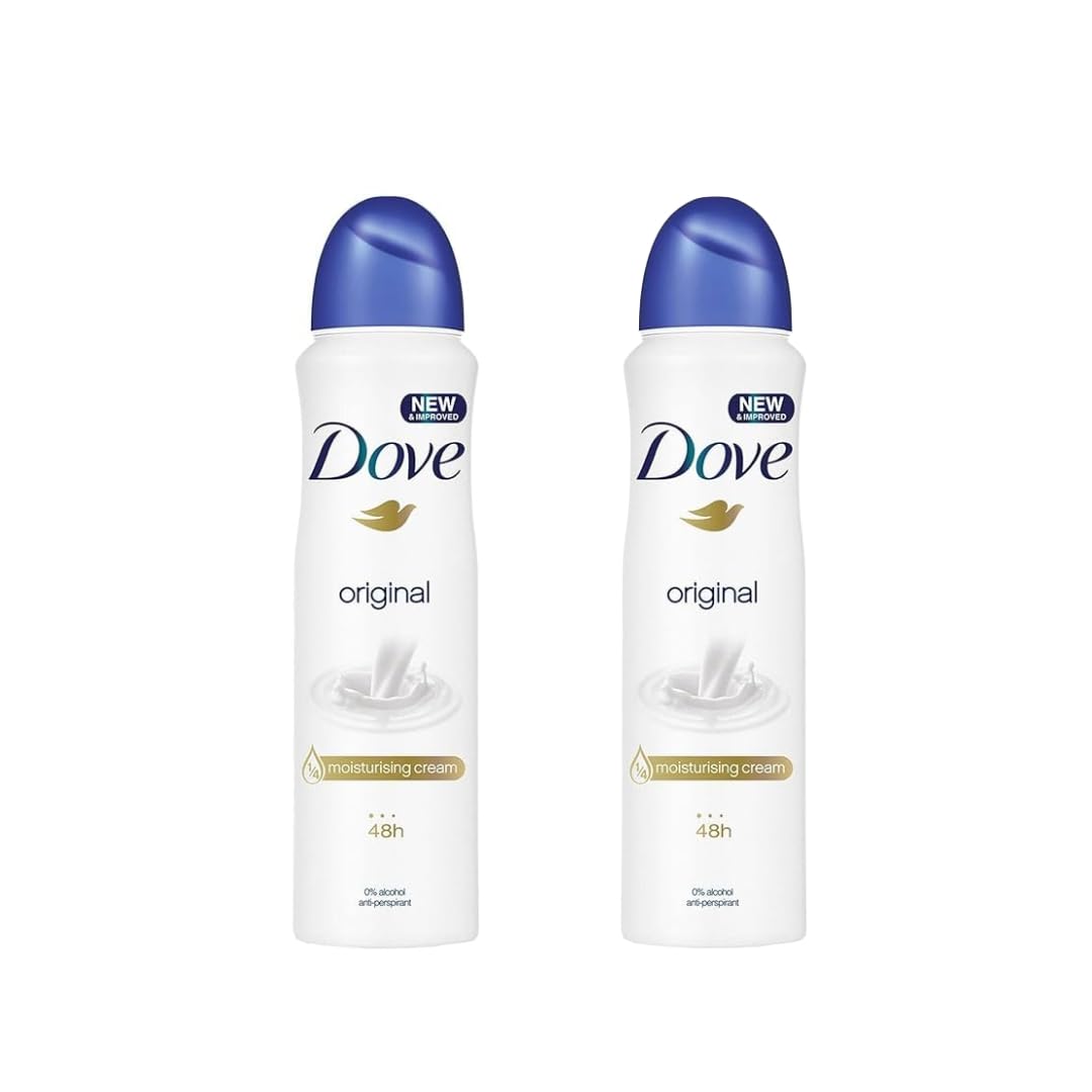 Dove Original 48h Antiperspirant Spray – 2 Pack, 250ml Each, 0% Alcohol