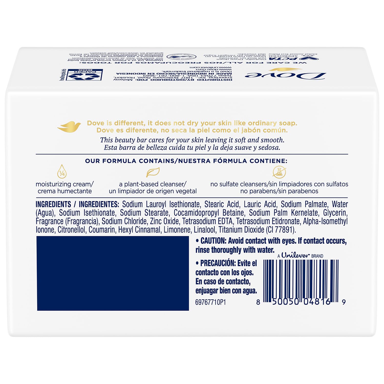 Dove Original Beauty Bar 3-Pack – 12 Bars, 3-in-1 Moisturizing Soap for Face, Body & Hands