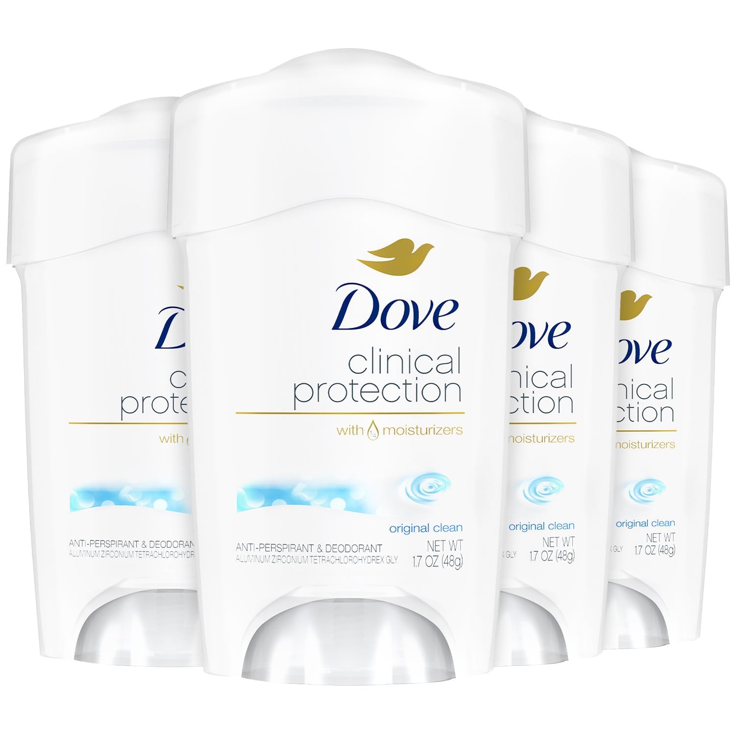 Dove Clinical Protection Antiperspirant for Women – Original Clean 4-Pack