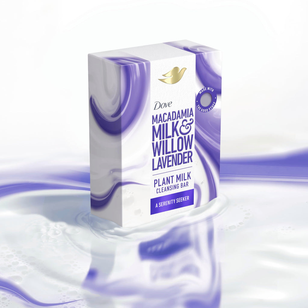 Dove Plant Milk Cleansing Bar with Macadamia Milk & Willow Lavender – Serenity Seeker (4 Count)
