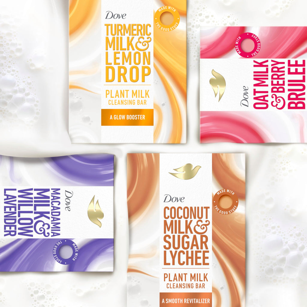 Dove Plant Milk Cleansing Bar with Macadamia Milk & Willow Lavender – Serenity Seeker (4 Count)