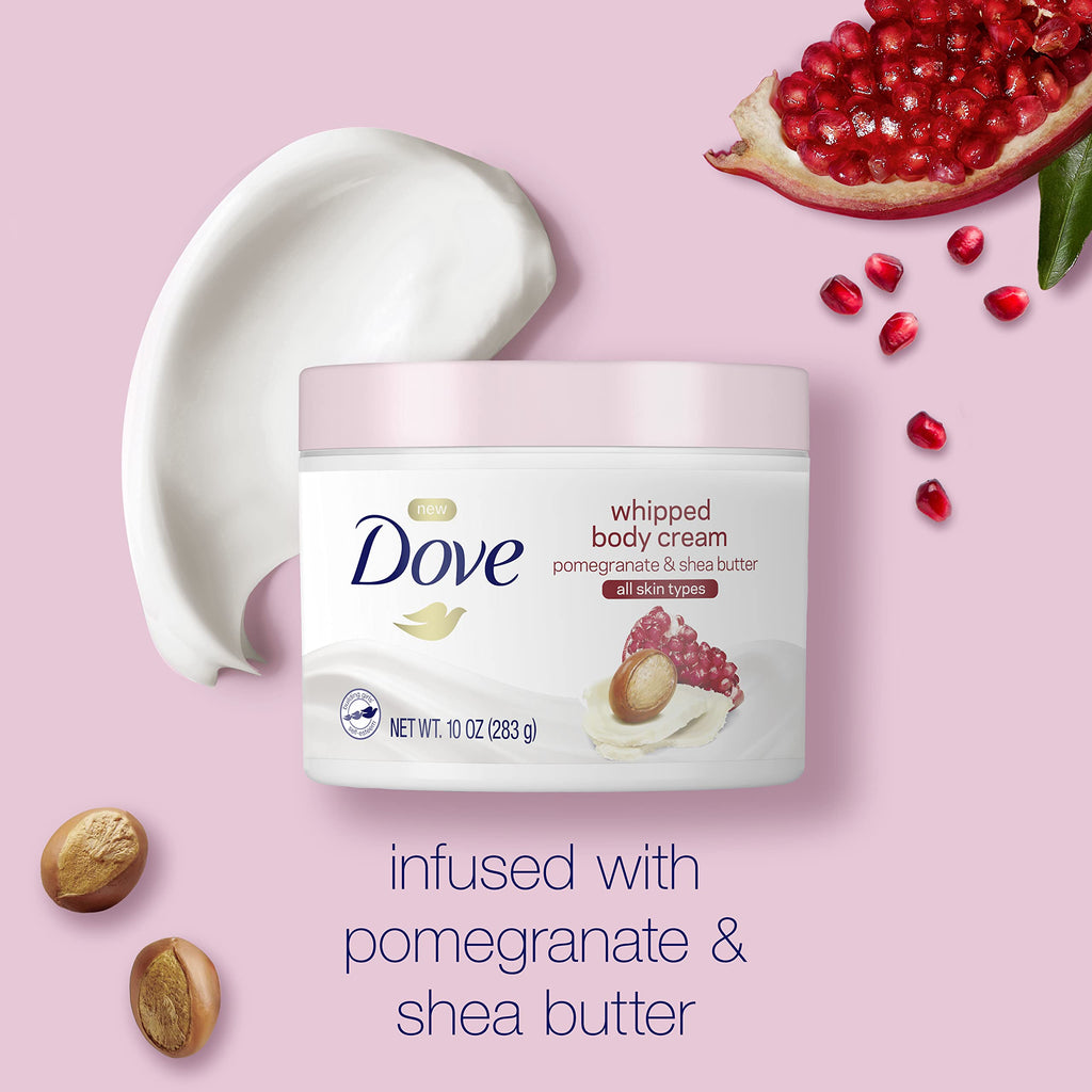 Dove Whipped Body Cream Dry Skin Moisturizer – Pomegranate & Shea Butter, 3-Pack, 10 oz