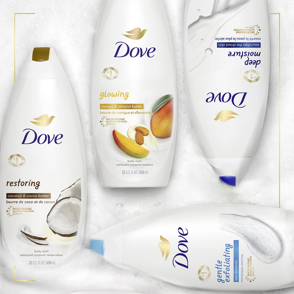 Dove Purely Pampering Body Wash for Dry Skin – Coconut Butter & Cocoa Butter, 22 oz (4 Count)