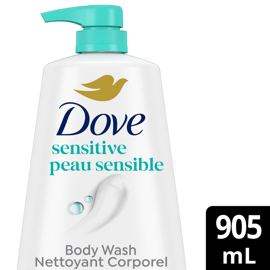 Dove Sensitive Skin Body Wash – Fragrance-Free, Sulfate-Free Hydration for Softer, Smoother Skin (Pack of 3, 34 fl oz each)