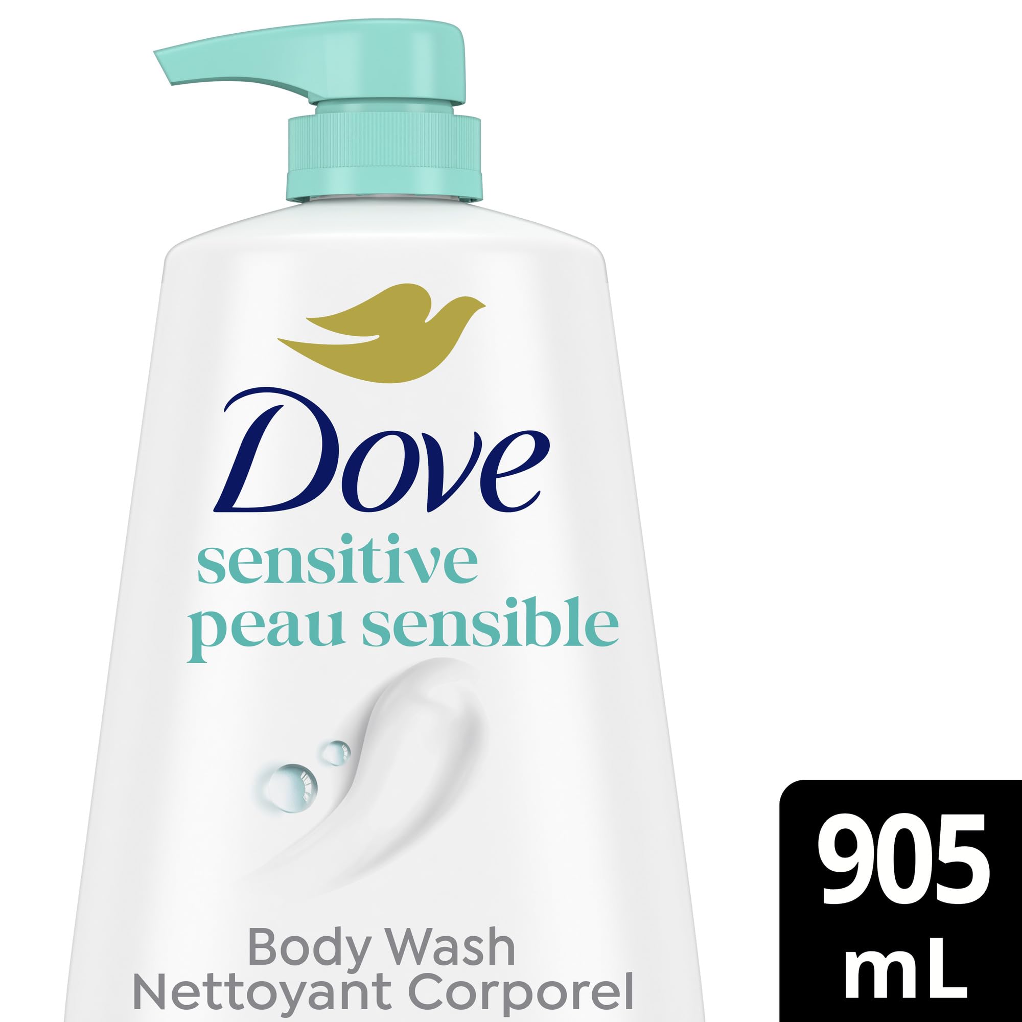 Dove Sensitive Skin Body Wash – Fragrance-Free, Sulfate-Free Hydration for Softer, Smoother Skin (Pack of 3, 34 fl oz each)