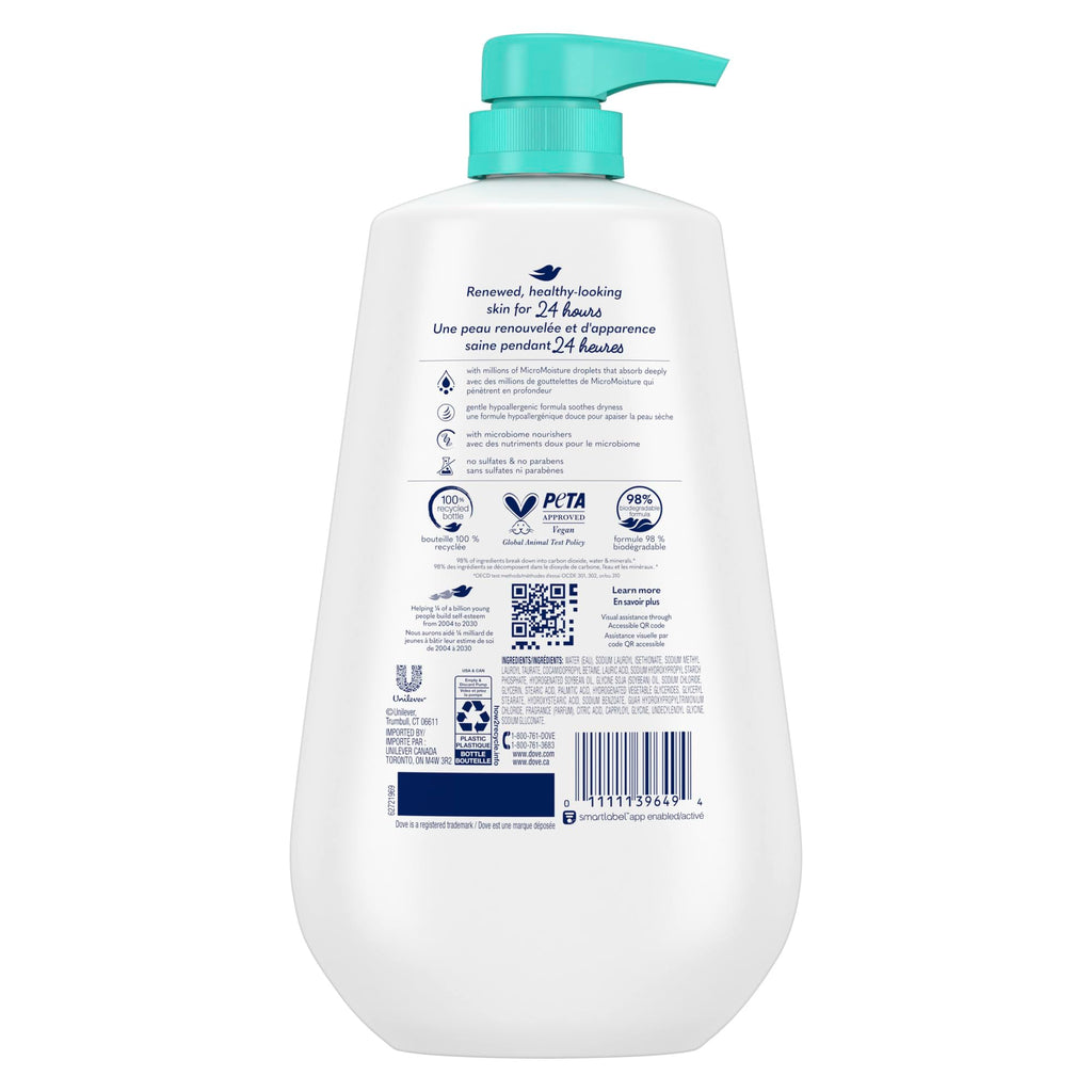 Dove Sensitive Skin Body Wash – Fragrance-Free, Sulfate-Free Hydration for Softer, Smoother Skin (Pack of 3, 34 fl oz each)