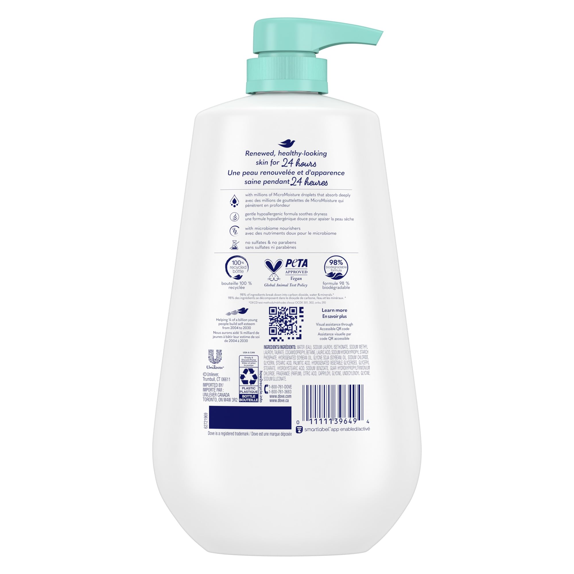 Dove Sensitive Skin Body Wash – Fragrance-Free, Sulfate-Free Hydration for Softer, Smoother Skin (Pack of 3, 34 fl oz each)