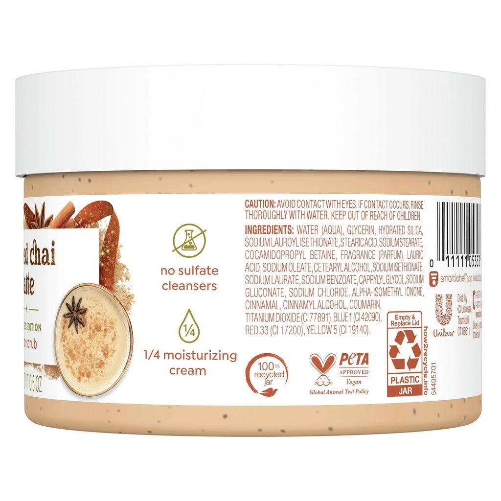 Dove Exfoliating Body Scrub – Spiced Chai Latte, 10.5 oz | Nourishing ¼ Cream