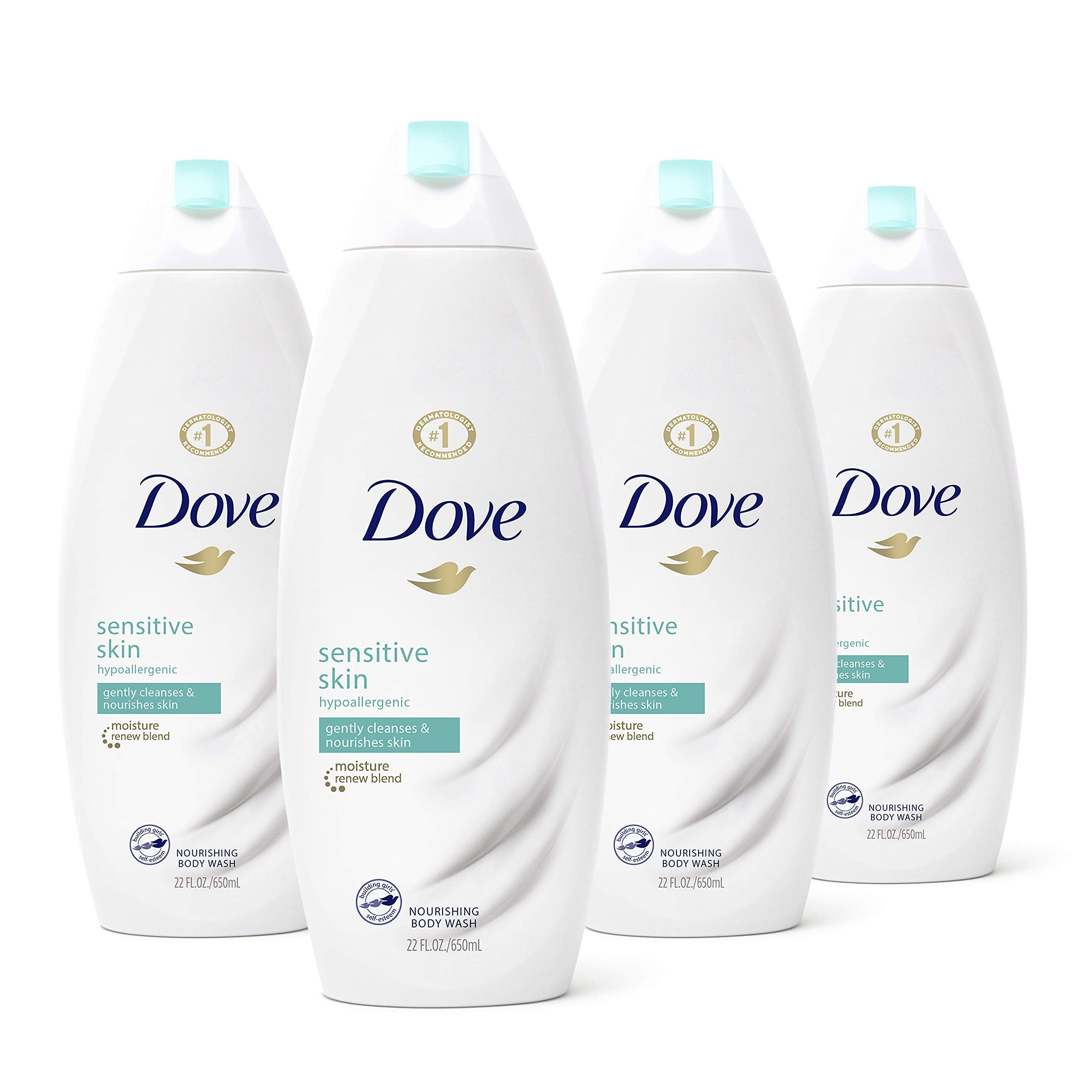 Dove Sulfate-Free Hypoallergenic Body Wash for Sensitive Skin — 22 oz (Pack of 4)