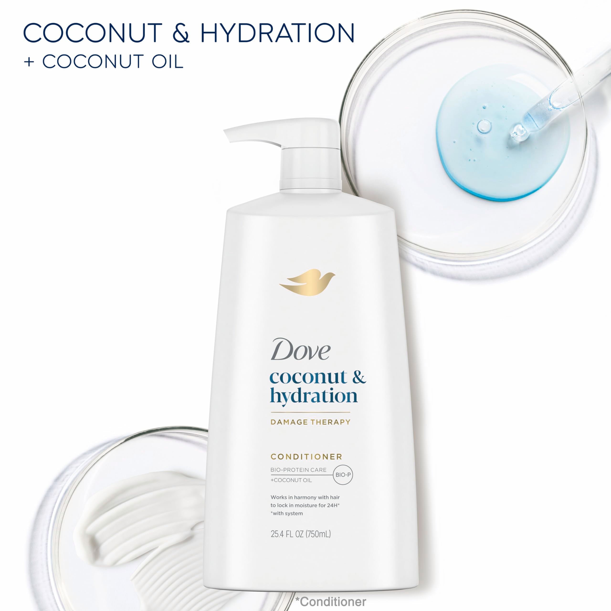 Dove Ultra Care Coconut & Hydration Conditioner for Dry Hair – Nourishes with Coconut, Jojoba & Sweet Almond Oils