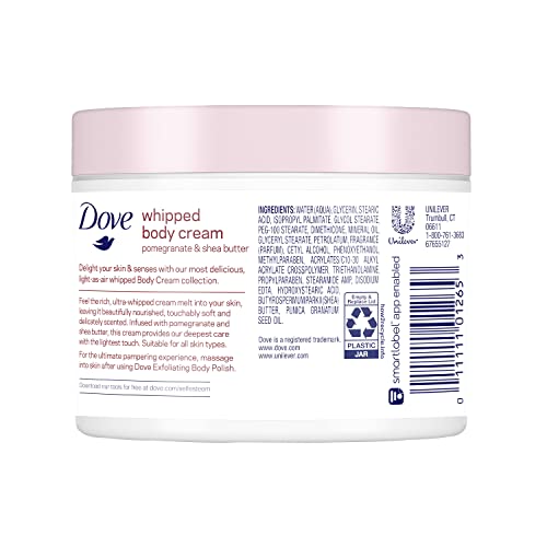 Dove Whipped Body Cream Dry Skin Moisturizer – Pomegranate & Shea Butter, 3-Pack, 10 oz