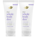 Dove Whole Body Deo Aluminum Free Invisible Cream Deodorant – Coconut & Vanilla, 72h Odor Control, Pack of 2 (2.5 oz each)