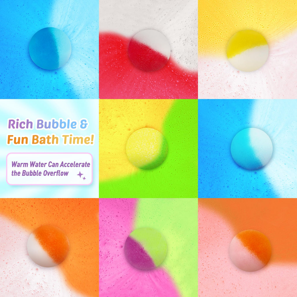 DOVIPE Kids Bath Bombs Gift Set – 12 pcs with Glow-in-the-Dark Toy Inside