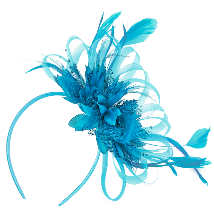 Aqua Blue Full Hoop Wedding Fascinator Headband