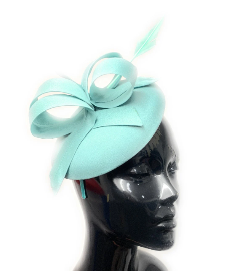 Mint Green Pillbox Fascinator Swirl on Headband