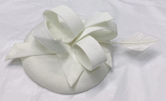 Cream Ivory Pillbox Fascinator Swirl on Headband