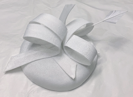 White Pillbox Fascinator Swirl on Headband