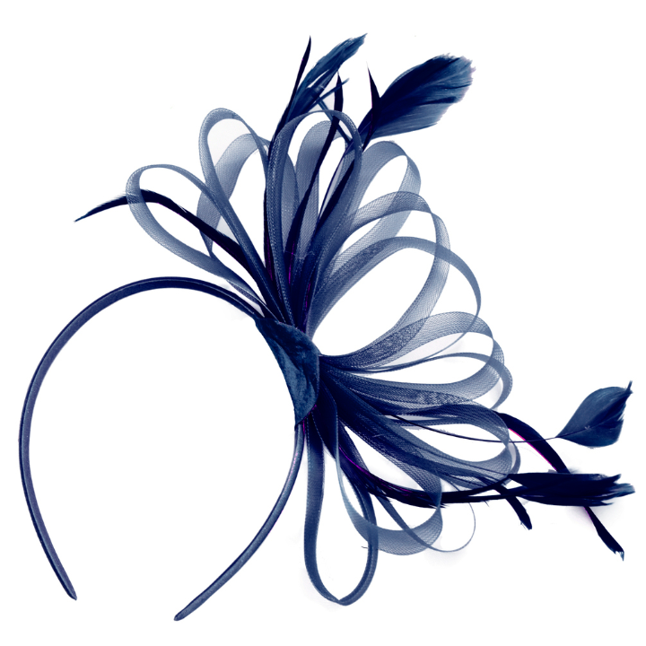 Navy Classic Hoop Fascinator on Headband