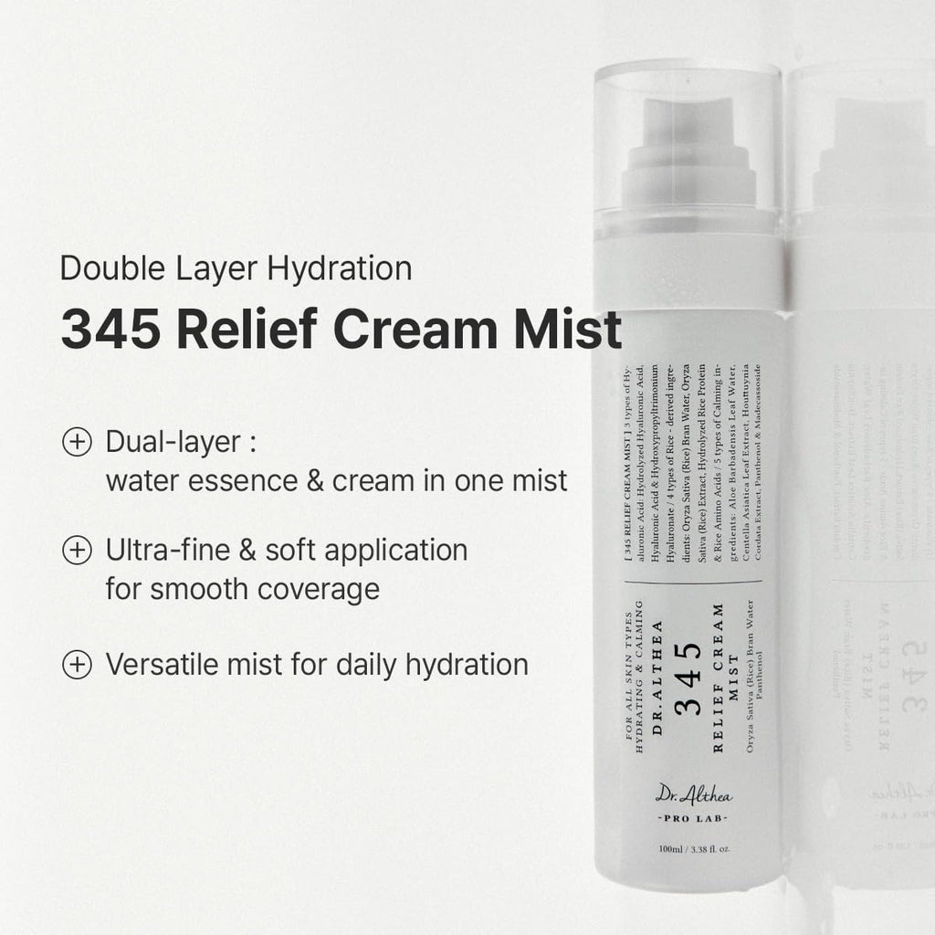 Dr.Althea 345 Relief Cream & Mist Duo | Soothing Moisture for Sensitive Skin | Vegan Korean Skincare