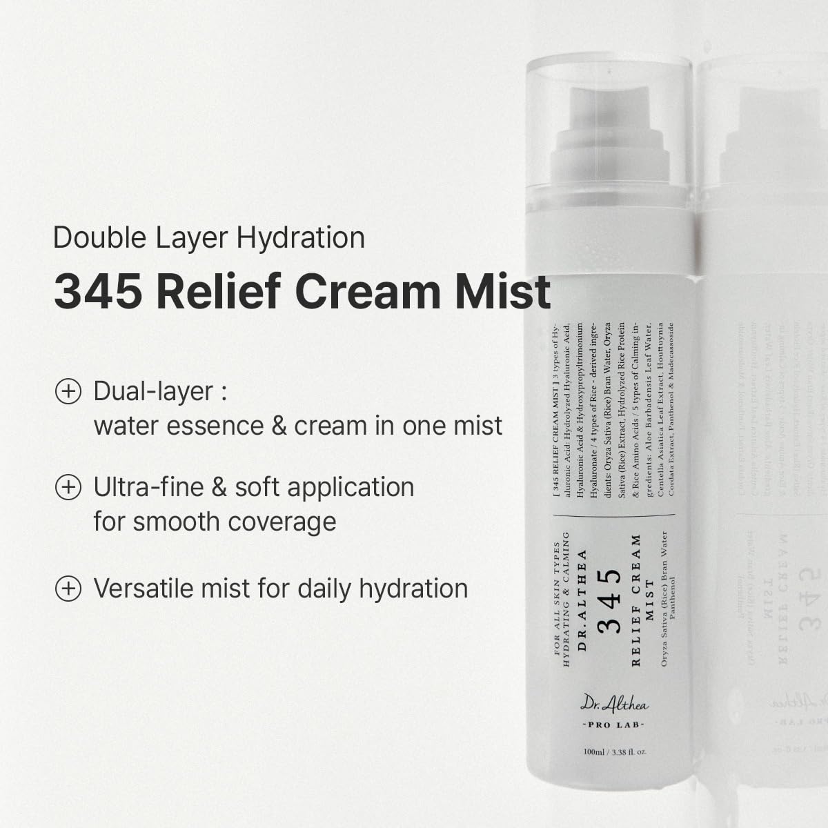 Dr.Althea 345 Relief Cream & Mist Duo | Soothing Moisture for Sensitive Skin | Vegan Korean Skincare