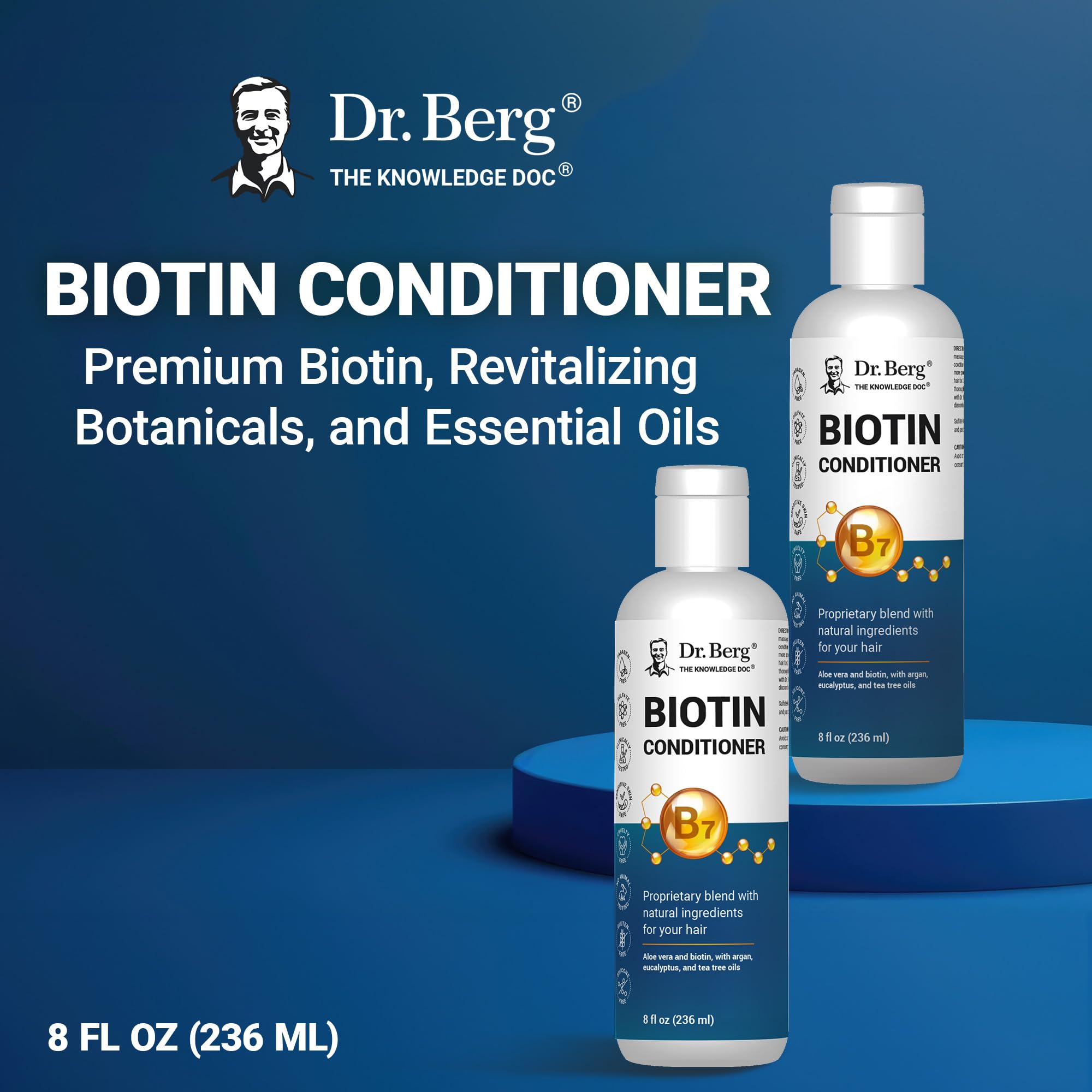 Dr. Berg Biotin Conditioner for Men & Women – Paraben/Sulfate/Silicone-Free with Biotin & Botanicals | 8 fl oz