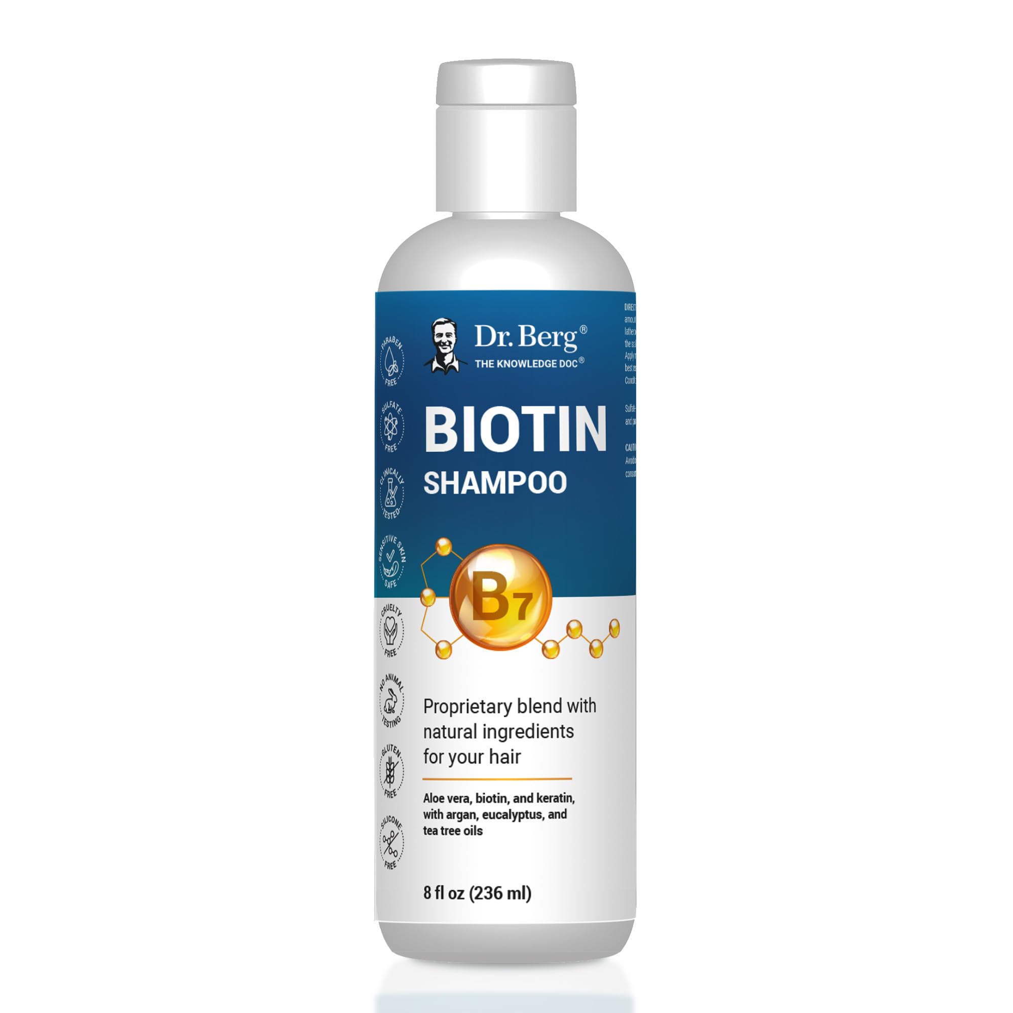 Dr. Berg Biotin Shampoo – Paraben/Sulfate/Silicone-Free, Argan Oil & Botanicals, 8 oz