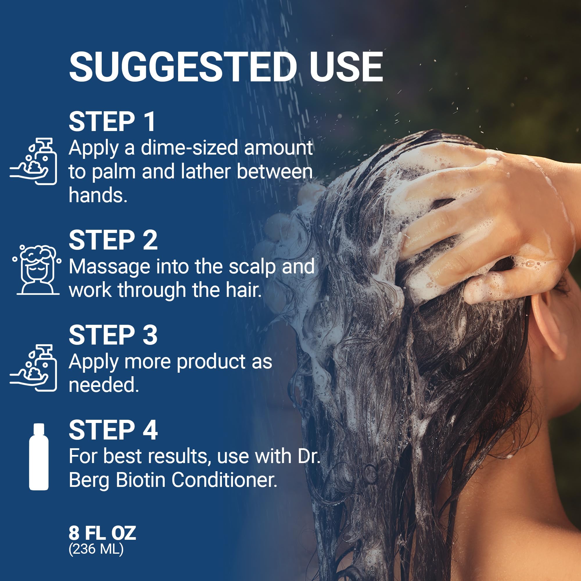 Dr. Berg Biotin Shampoo – Paraben/Sulfate/Silicone-Free, Argan Oil & Botanicals, 8 oz