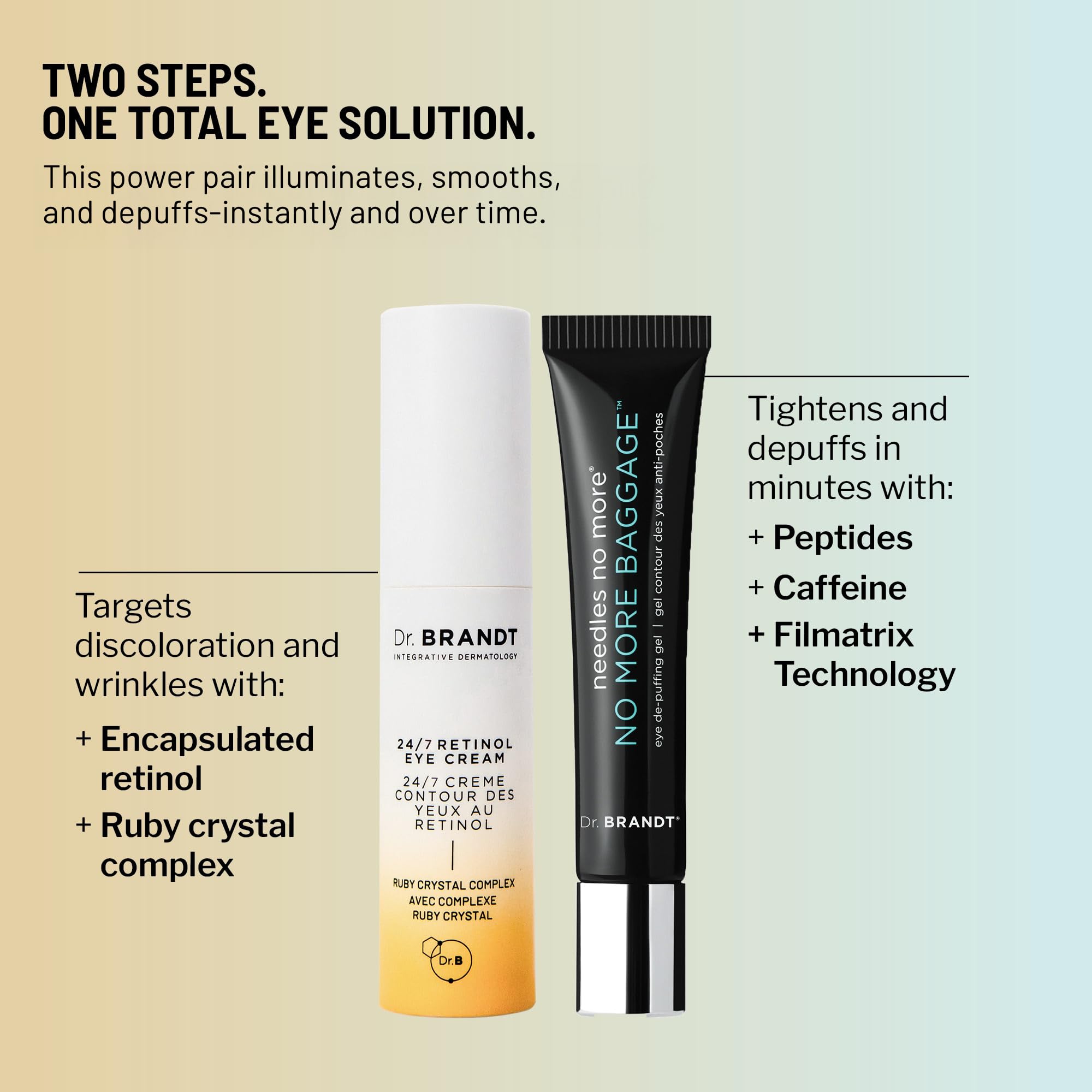 Dr. Brandt Bye Bye Dark Circles Duo: No More Baggage & Bright This Way Retinol Eye Cream