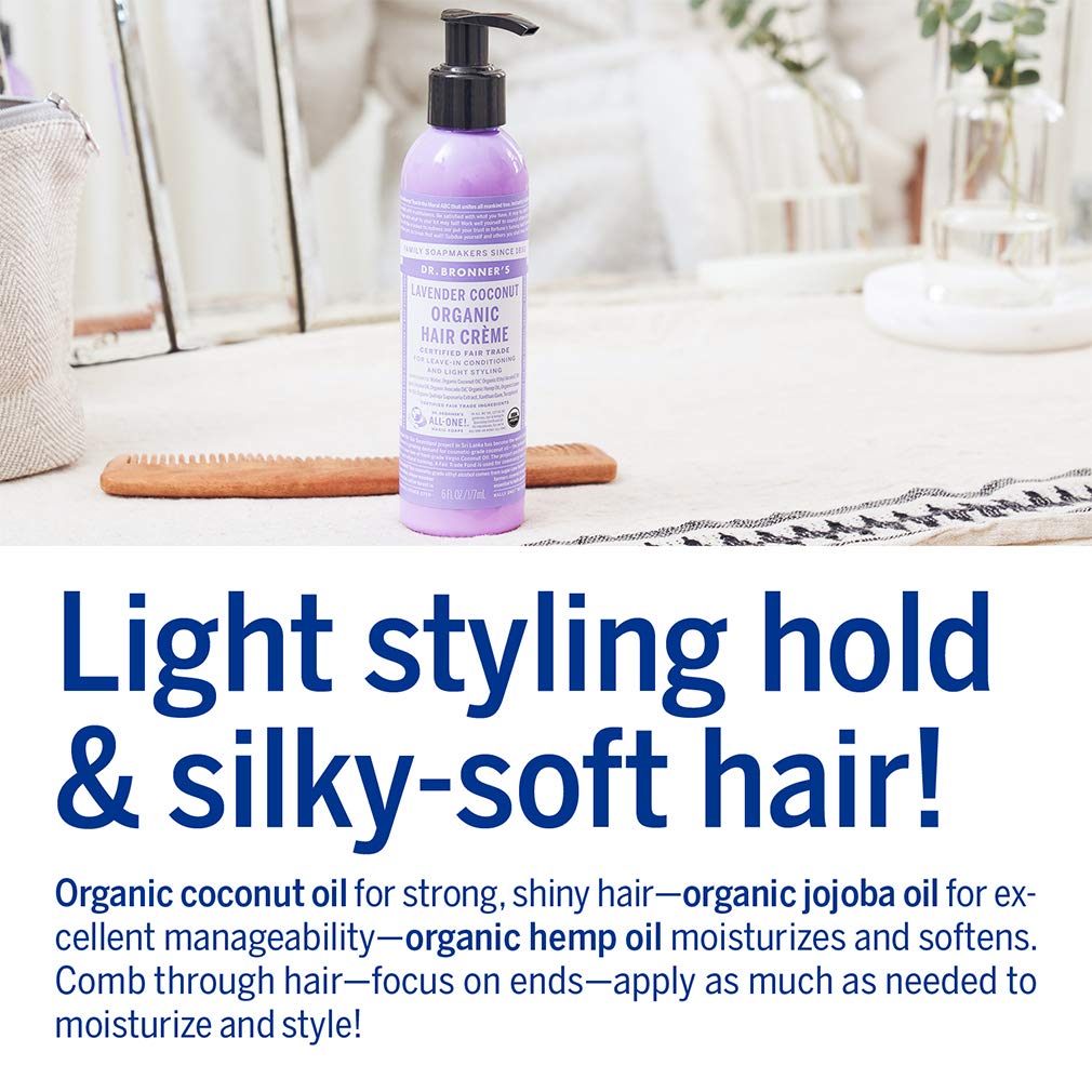 Dr. Bronner's Organic Hair Crème Leave-In Conditioner – Lavender Coconut 6oz
