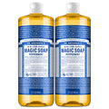 Dr. Bronner's Peppermint Pure-Castile Magic Soap 32 oz (2-Pack) | Organic Oils, Fair Trade