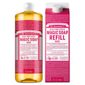 Dr. Bronner's Rose Pure-Castile Soap Liquid – Regenerative Organic Oils, 32oz + Refill
