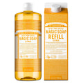 Dr. Bronner's Pure-Castile Magic Soap Liquid – Citrus (32oz) + Refill | 18-in-1 Multi-Use