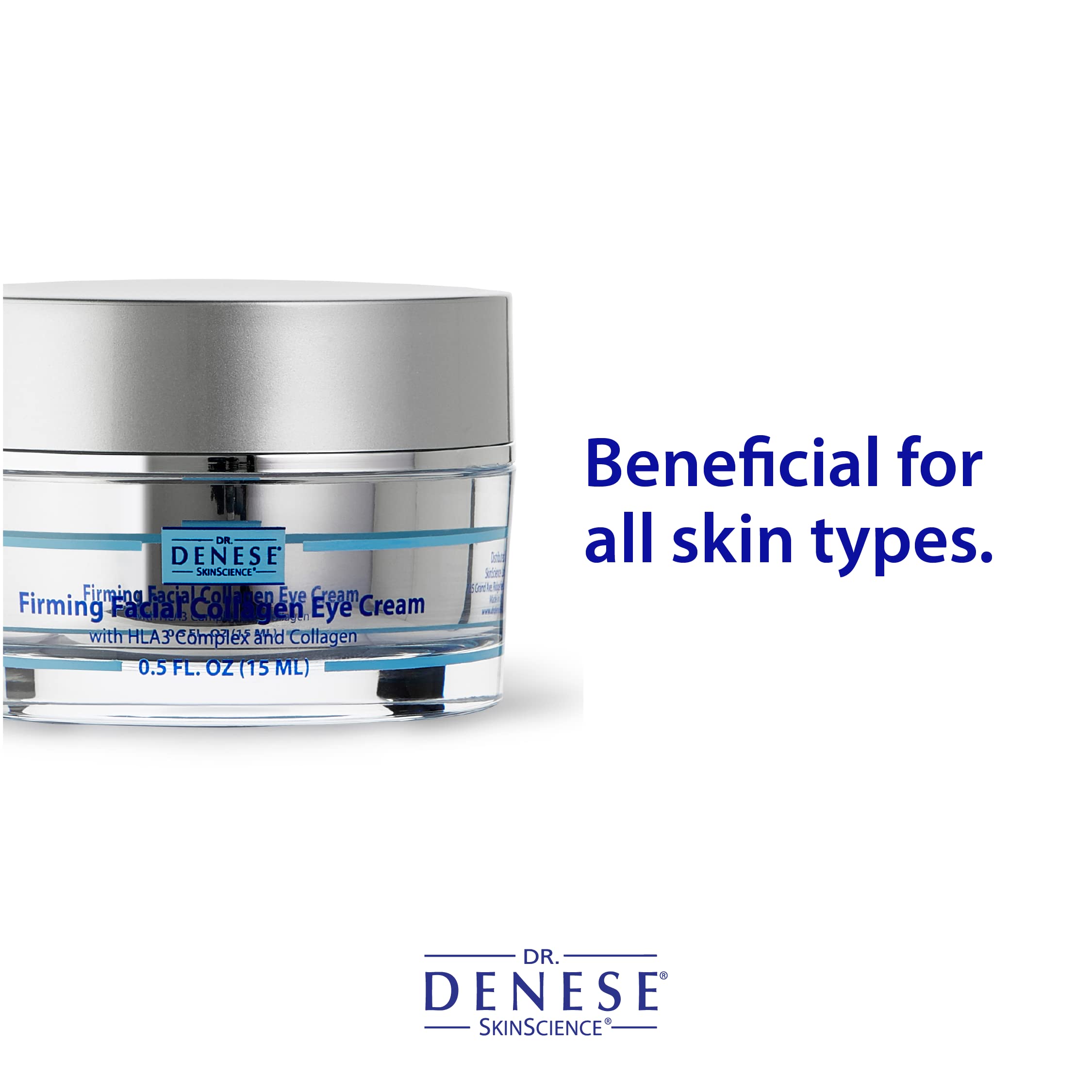 Dr. Denese SkinScience Firming Eye Cream 0.5oz – Collagen, Hyaluronic Acid & Peptides (Travel Size)