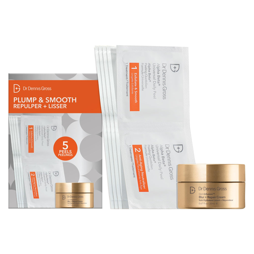 Dr Dennis Gross Plump & Smooth Limited Edition Kit | Blur + Repair Cream + 5 Alpha Beta Universal Daily Peels