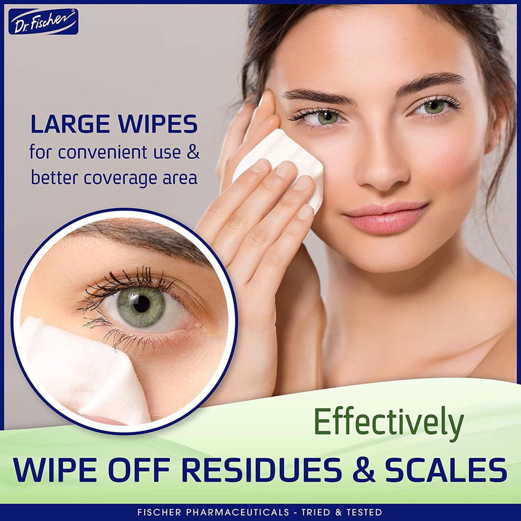 Dr. Fischer Eyelid Wipes – Purified, Hypoallergenic Pre-Moistened Eye Wipes (Pack of 2)