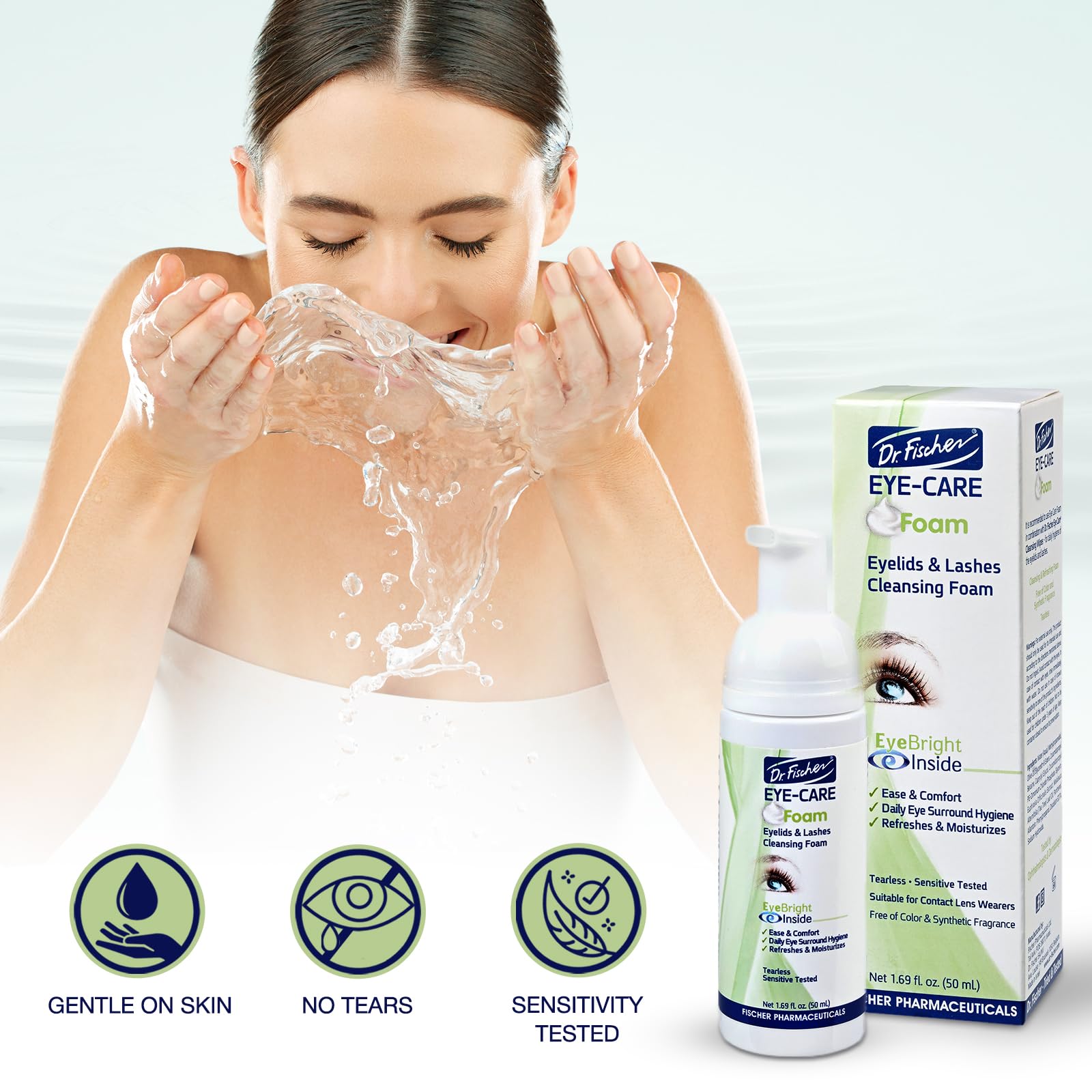 Dr. Fischer Tea Tree Oil Eyelid Cleanser – Gentle Tear-Free Eye Lid Scrub (Pack of 2)