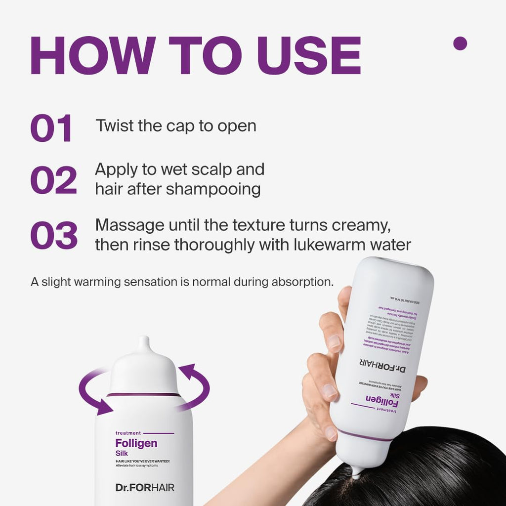 DR.FORHAIR Folligen Silk Treatment — Korean Hair Care for Dry, Damaged Hair | Volume & Scalp Support