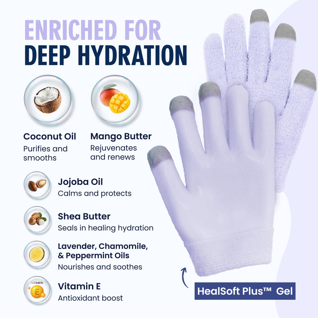 Dr. Frederick's Original Moisturizing Gel Gloves – Deep Hydration & Touchscreen-Ready (Lilac Leisure)