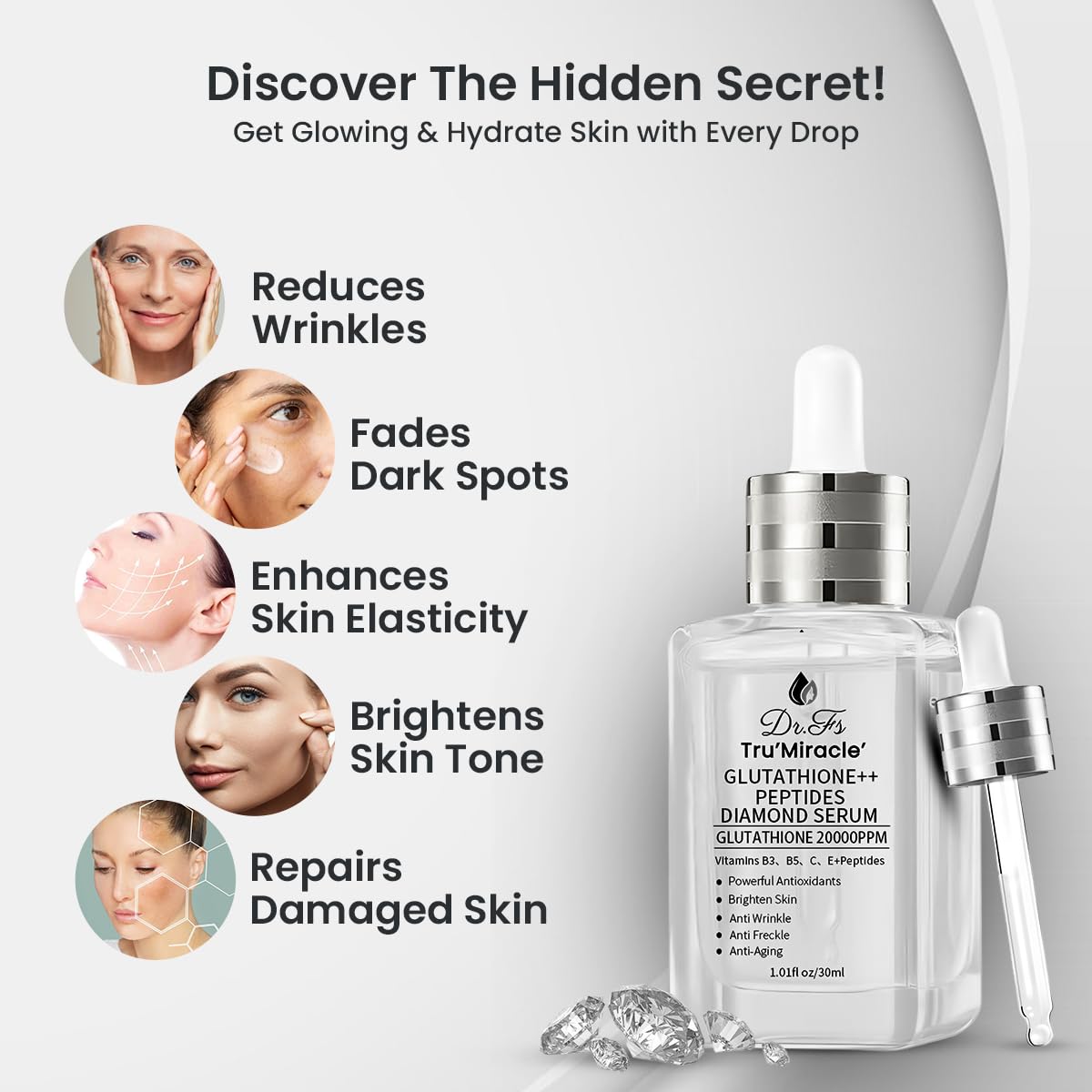 DR.FS Tru' Miracle Glutathione Serum with 5+ Peptides – 20,000ppm Brightening & Dark Spot Serum