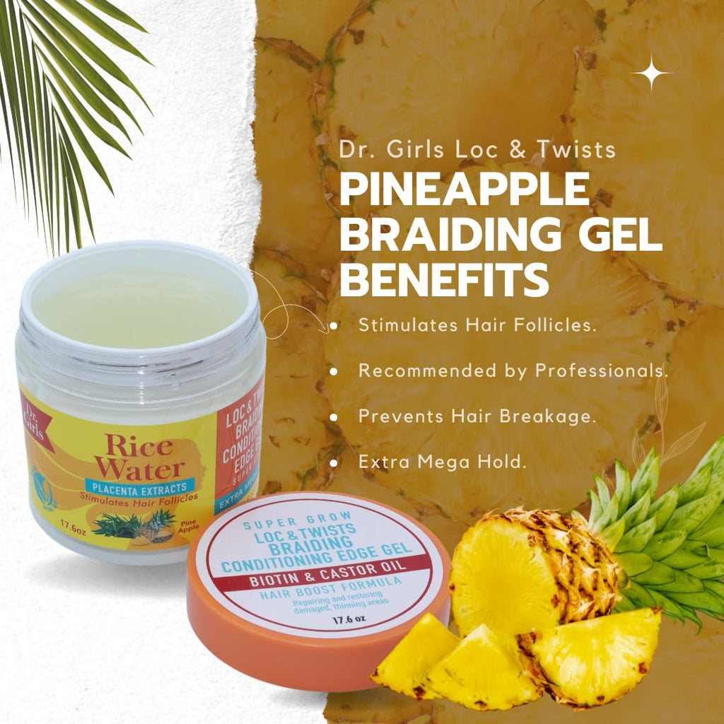 Dr. Girls Braiding Edge Gel – 48-Hour Mega Hold, Pineapple