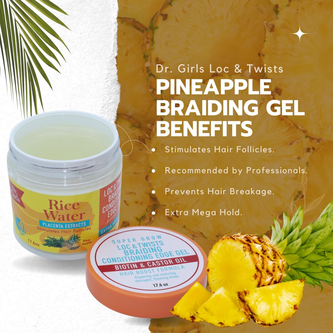 Dr. Girls Braiding Edge Gel – 48-Hour Mega Hold, Pineapple
