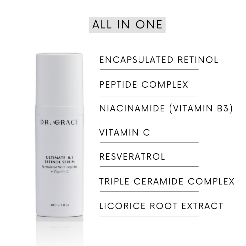 Dr. Grace Ultimate 0.1 Retinol Serum – Gentle Nightly Treatment with Encapsulated Retinol & Vitamin C