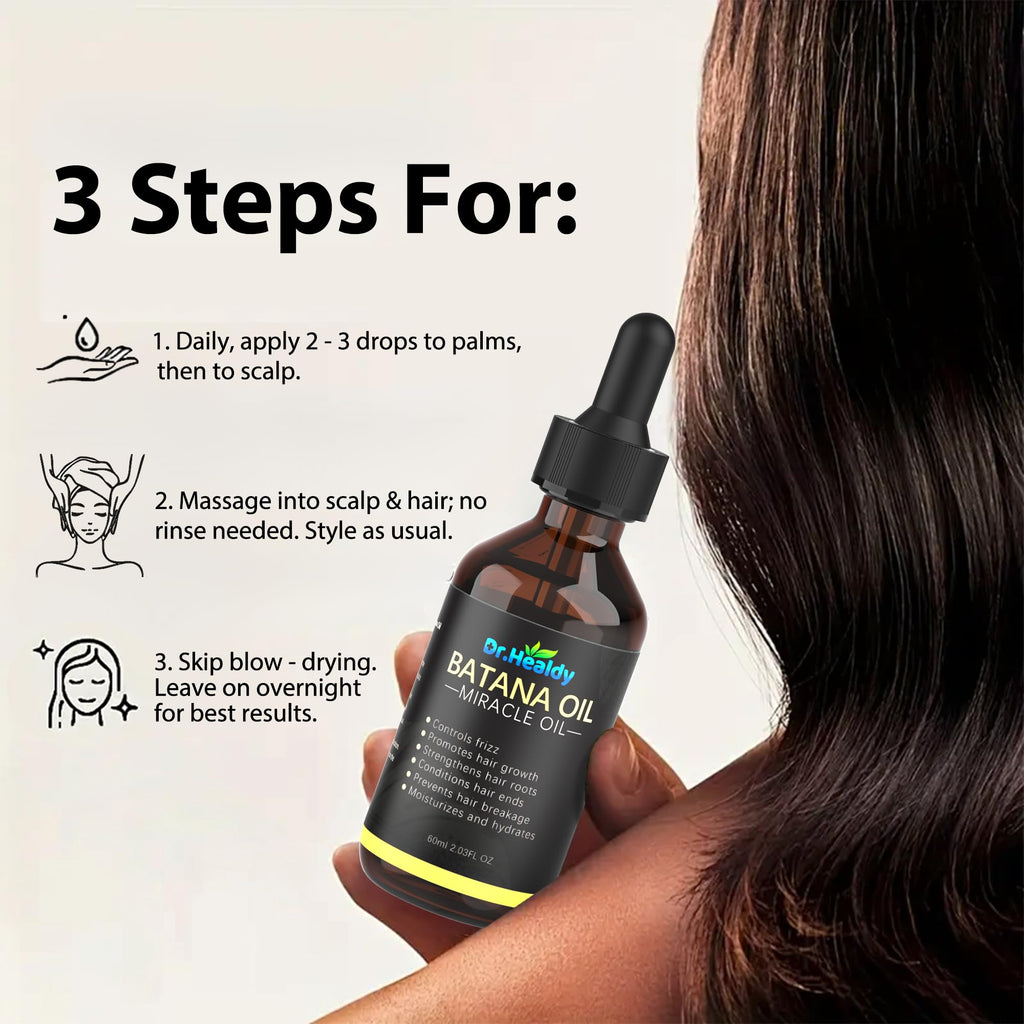 Dr. Healdy Batana Oil for Hair Growth – 100% Pure & Unrefined, 60ml, All Hair Types