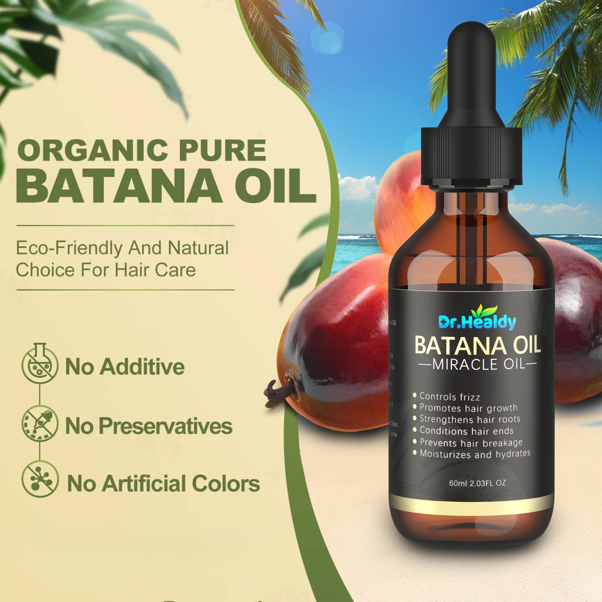 Dr. Healdy Batana Oil for Hair Growth – 100% Pure & Unrefined, 60ml, All Hair Types