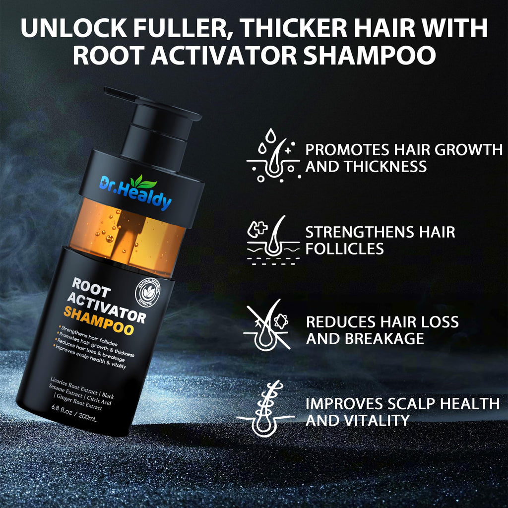 Dr. Healdy Root Activator Shampoo – Hair Growth Support, Sulfate-Free, 6.8 fl oz / 200 mL, For Men & Women