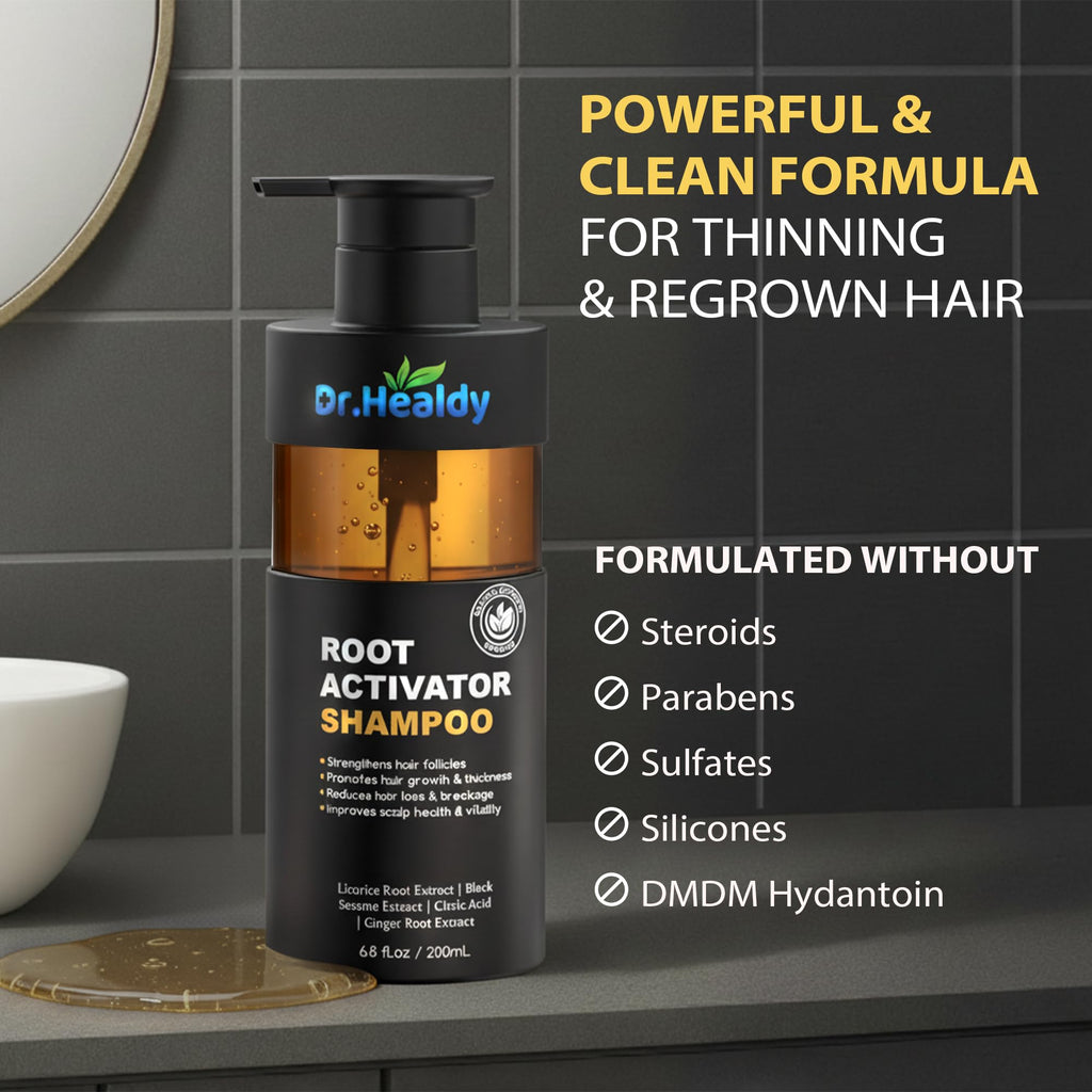 Dr. Healdy Root Activator Shampoo – Hair Growth Support, Sulfate-Free, 6.8 fl oz / 200 mL, For Men & Women